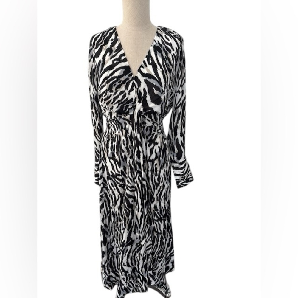 White House Black Market Animal Print Twist-Front Midi Dress